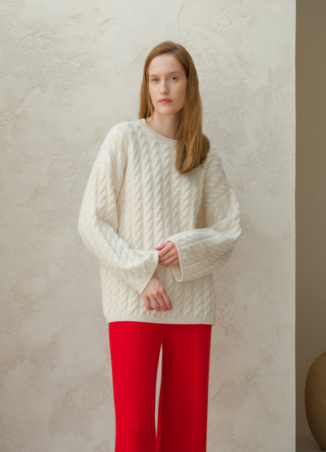 Cashmere Mix Maxi Cable-Knit Sweater-0