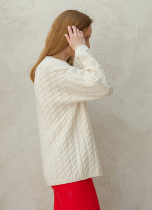 Cashmere Mix Maxi Cable-Knit Sweater-1