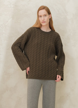 Cashmere Mix Maxi Cable-Knit Sweater-6