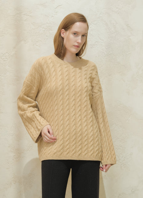 Cashmere Mix Maxi Cable-Knit Sweater-5