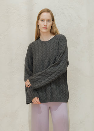 Cashmere Mix Maxi Cable-Knit Sweater-4