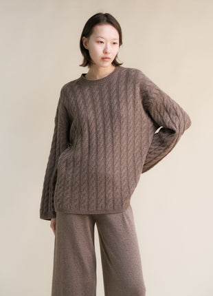 Cashmere Mix Maxi Cable-Knit Sweater-8