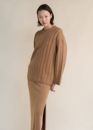 Cashmere Mix Maxi Cable-Knit Sweater-10