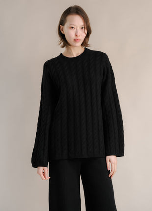 Cashmere Mix Maxi Cable-Knit Sweater-9
