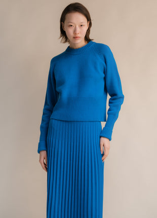 Cashmere Mix Roll-Up Cuff Crewneck Sweater-17