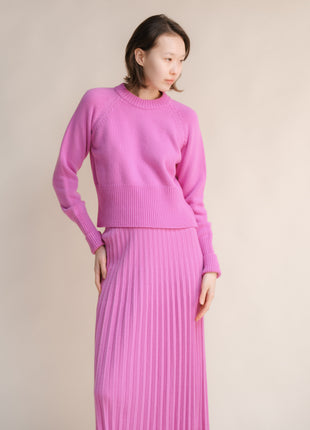 Cashmere Mix Roll-Up Cuff Crewneck Sweater-19