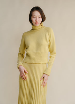 Cashmere Mix Roll-Up Cuff Turtleneck Sweater