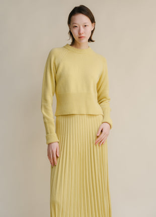 Cashmere Mix Roll-Up Cuff Crewneck Sweater-16