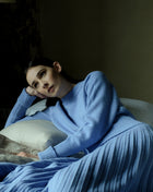 Cashmere Mix Roll-Up Cuff Crewneck Sweater-0