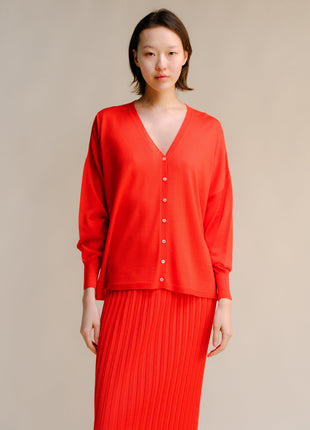 Extra Fine Merino Wool Oversized V-Neck Cardigan (3D-Knit)-6
