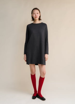 Extra Fine Merino Wool Crewneck Midi Dress