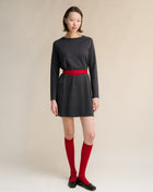 Extra Fine Merino Wool Crewneck Midi Dress