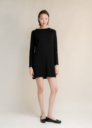 Extra Fine Merino Wool Crewneck Midi Dress