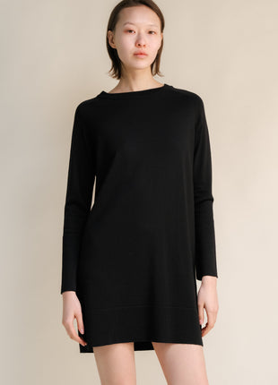 Extra Fine Merino Wool Crewneck Midi Dress