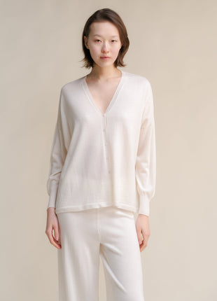 Extra Fine Merino Wool Oversized V-Neck Cardigan (3D-Knit)-10