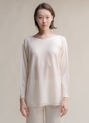 Extra Fine Merino Wool Boat Neck Oversized Sweater (3D-Knit)-10