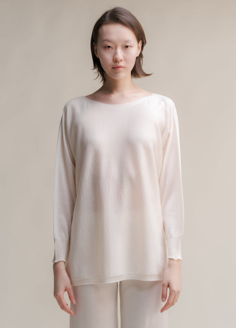 Extra Fine Merino Wool Boat Neck Oversized Sweater (3D-Knit)-10