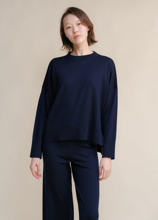 Extra Fine Merino Wool Oversized Crewneck Sweater 