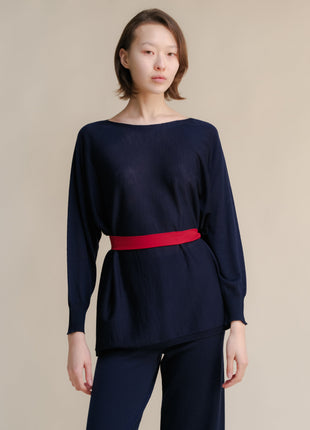 Extra Fine Merino Wool Boat Neck Oversized Sweater (3D-Knit)-9