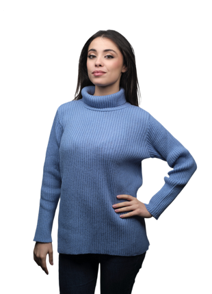 Women's High Neck Merino Wool Short Chain Sweater