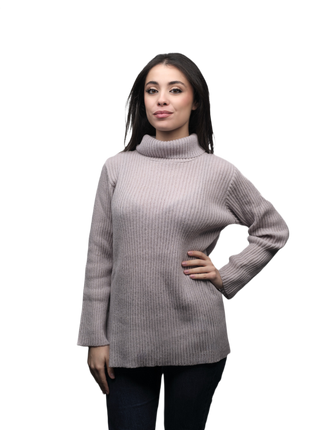 Women's High Neck Merino Wool Short Chain Sweater