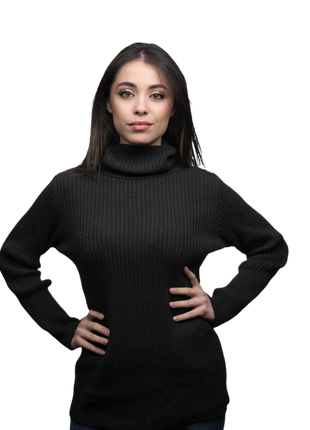 Women's High Neck Merino Wool Short Chain Sweater