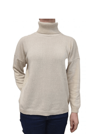 Women's High Neck Oversized Sweater in Regenerated Cashmere