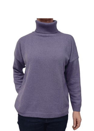 Women's High Neck Oversized Sweater in Regenerated Cashmere