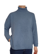 Women's High Neck Oversized Sweater in Regenerated Cashmere