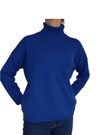 Women's High Neck Oversized Sweater in Regenerated Cashmere