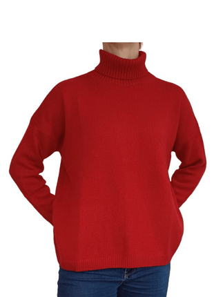 Women's High Neck Oversized Sweater in Regenerated Cashmere