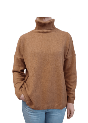 Women's High Neck Oversized Sweater in Regenerated Cashmere