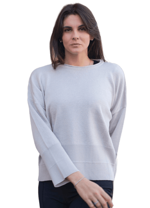Women's Crew Neck Sweater in Extrafine Merino Wool