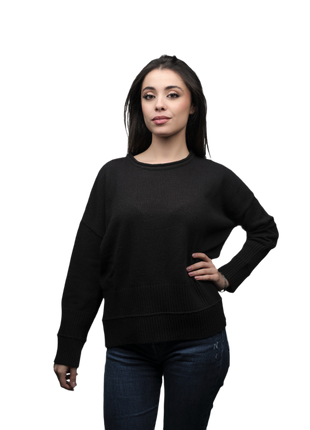 Women's Crew Neck Sweater in Short-Sleeved Merino Wool