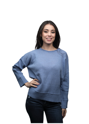 Women's Crew Neck Sweater in Short-Sleeved Merino Wool