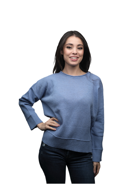 Women's Crew Neck Sweater in Short-Sleeved Merino Wool