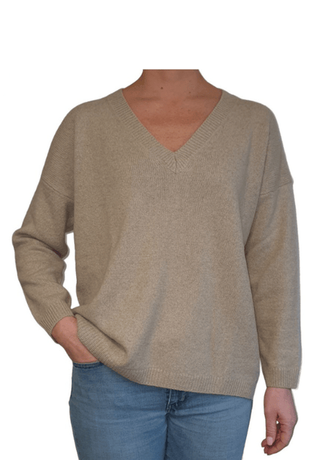 Women's Oversized V-Neck Sweater in Regenerated Cashmere