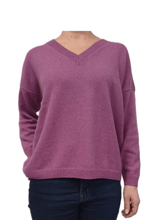 Women's Oversized V-Neck Sweater in Regenerated Cashmere