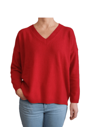 Women's Oversized V-Neck Sweater in Regenerated Cashmere
