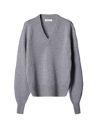 Women's V-Neck Sweater in Cashmere, Merino Wool and Silk Blend