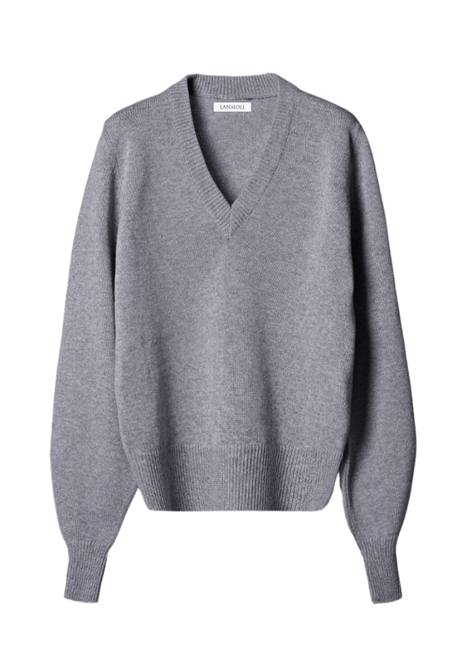 Women's V-Neck Sweater in Cashmere, Merino Wool and Silk Blend