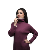 Women's Ribbed Turtleneck Sweater in Extrafine Merino Wool