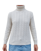 Women's Cable-Knit Turtleneck Sweater in Recycled Cashmere