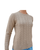 Women's Cable-Knit Crew Neck Sweater in Recycled Cashmere