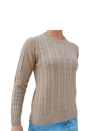 Women's Cable-Knit Crew Neck Sweater in Recycled Cashmere