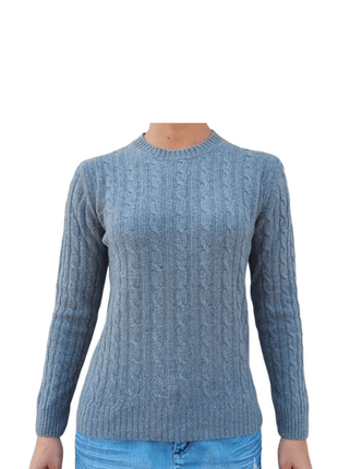 Women's Cable-Knit Crew Neck Sweater in Recycled Cashmere