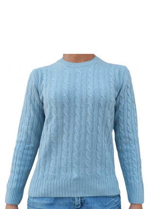 Women's Cable-Knit Crew Neck Sweater in Recycled Cashmere