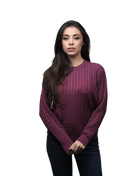 Women's Merino Wool Crew Neck Cable Knit Sweater