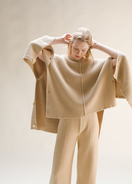 Cashmere Mix Oversized Cape Sweater-0