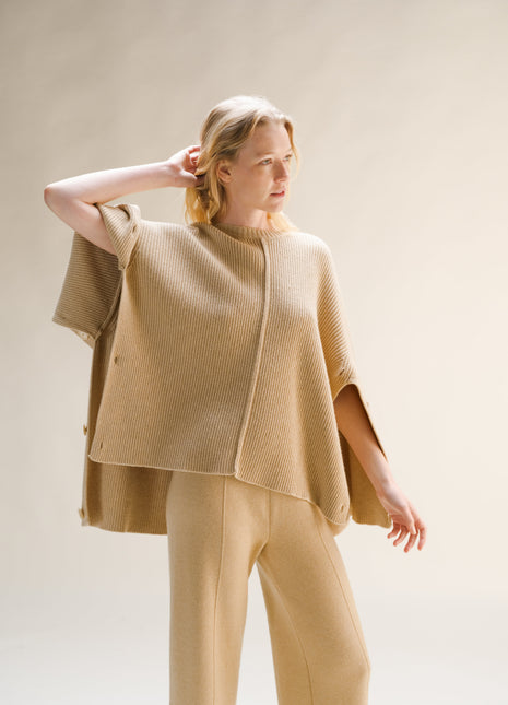 Cashmere Mix Oversized Cape Sweater-1